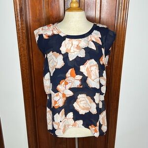 Cabi ladies size M orange & navy top